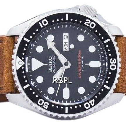 Watch Ratio en cuir brun SKX007J1-LS9 200M hommes Seiko automatique montre de plongée