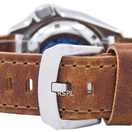 Watch Ratio en cuir brun SKX007J1-LS9 200M hommes Seiko automatique montre de plongée