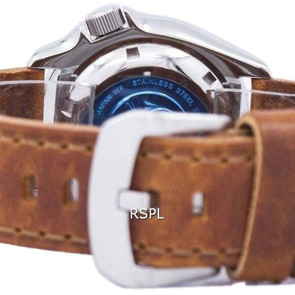 Watch Ratio en cuir brun SKX007J1-LS9 200M hommes Seiko automatique montre de plongée