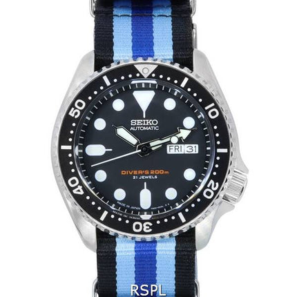 Montre pour homme Seiko Black Dial Automatic Diver SKX007J1-var-NATO20 200M
