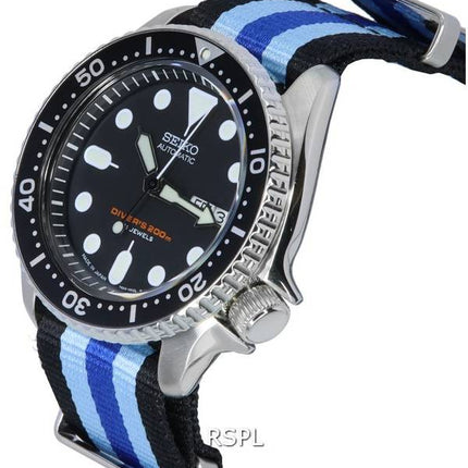 Montre pour homme Seiko Black Dial Automatic Diver SKX007J1-var-NATO20 200M