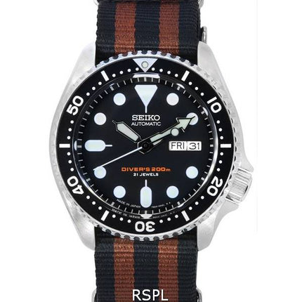 Montre pour homme Seiko Black Dial Automatic Diver SKX007J1-var-NATO22 200M