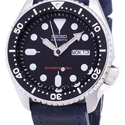 Montre 200M en cuir bleu foncé sangle masculine automatique Seiko SKX007K1-LS13 Diver