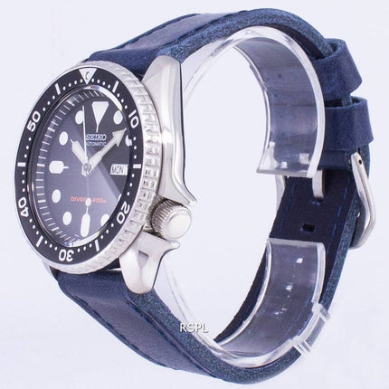 Montre 200M en cuir bleu foncé sangle masculine automatique Seiko SKX007K1-LS13 Diver