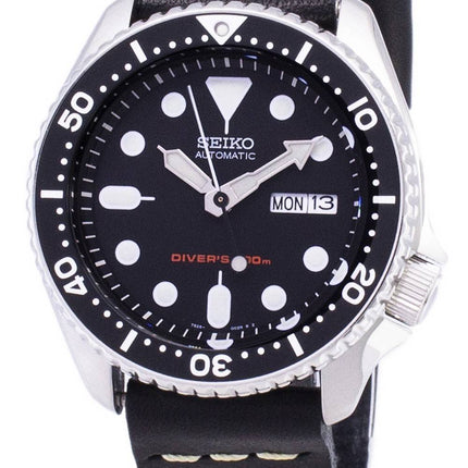 Montre 200M cuir noir bracelet masculin automatique Seiko SKX007K1-LS14 Diver