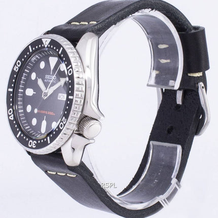 Montre 200M cuir noir bracelet masculin automatique Seiko SKX007K1-LS14 Diver
