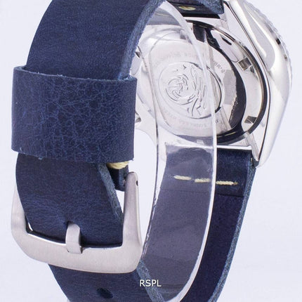 Montre automatique Seiko SKX007K1-LS15 200M en cuir bleu foncé bracelet homme