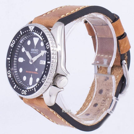 Montre 200M cuir marron bracelet masculin automatique Seiko SKX007K1-LS17 Diver