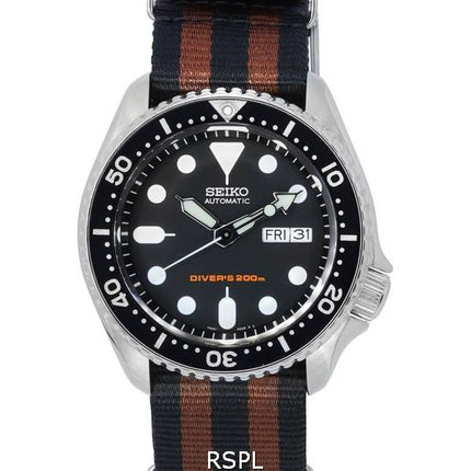 Montre pour homme Seiko Black Dial Automatic Diver SKX007K1-var-NATO22 200M