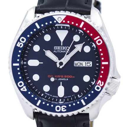 Watch Ratio en cuir noir SKX009J1-LS6 200M hommes Seiko automatique montre de plongée
