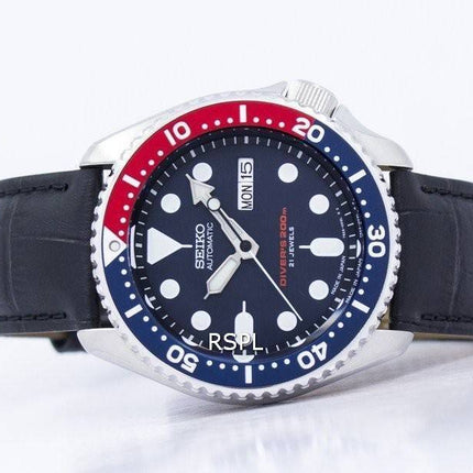 Watch Ratio en cuir noir SKX009J1-LS6 200M hommes Seiko automatique montre de plongée