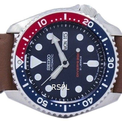 Watch Ratio en cuir brun SKX009J1-LS12 200M hommes Seiko automatique montre de plongée