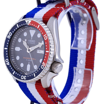 Montre pour homme Seiko Automatic Diver en polyester fabriquée au Japon SKX009J1-var-NATO25 200M