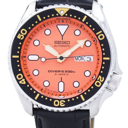 Watch Ratio en cuir noir SKX011J1-LS6 200M hommes Seiko automatique montre de plongée