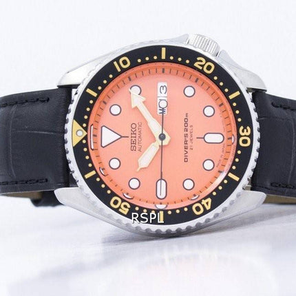 Watch Ratio en cuir noir SKX011J1-LS6 200M hommes Seiko automatique montre de plongée