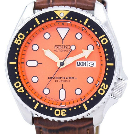 Watch Ratio en cuir brun SKX011J1-LS7 200M hommes Seiko automatique montre de plongée