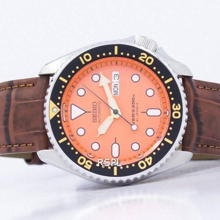 Watch Ratio en cuir brun SKX011J1-LS7 200M hommes Seiko automatique montre de plongée