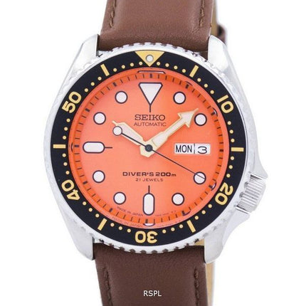 Watch Ratio en cuir brun SKX011J1-LS12 200M hommes Seiko automatique montre de plongée