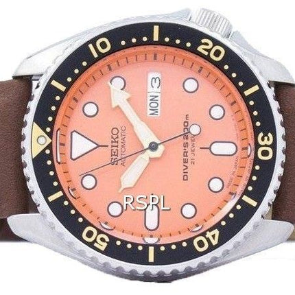 Watch Ratio en cuir brun SKX011J1-LS12 200M hommes Seiko automatique montre de plongée