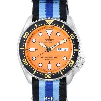 Montre pour homme Seiko Orange Dial Automatic Diver SKX011J1-var-NATO20 200M