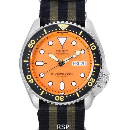 Montre pour homme Seiko Orange Dial Automatic Diver SKX011J1-var-NATO21 200M