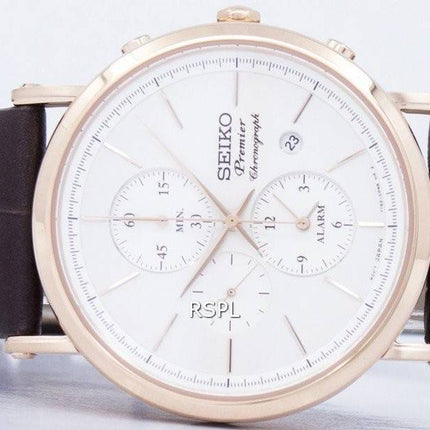 Montre Seiko Premier Chronograph Quartz alarme SNAF82 SNAF82P1 SNAF82P hommes