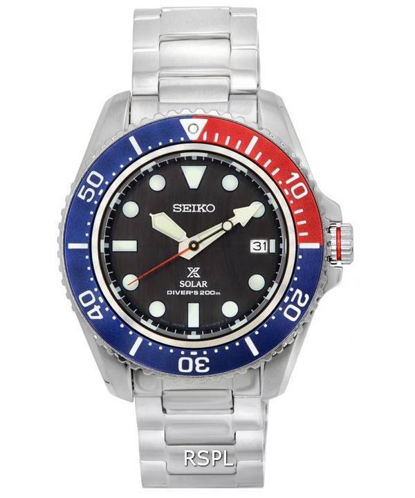 Montre pour homme Seiko Prospex en acier inoxydable avec cadran noir et cadran noir SNE591P1 200M