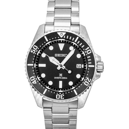 Montre homme Seiko Prospex en acier inoxydable, cadran noir, solaire, étanche à 200 m (SNE597P1).