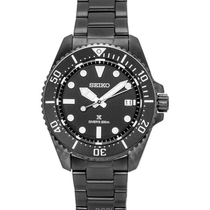 Montre homme Seiko Prospex en acier inoxydable, cadran noir, solaire, étanche à 200 m (SNE599P1).
