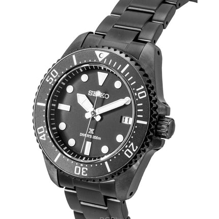 Montre homme Seiko Prospex en acier inoxydable, cadran noir, solaire, étanche à 200 m (SNE599P1).