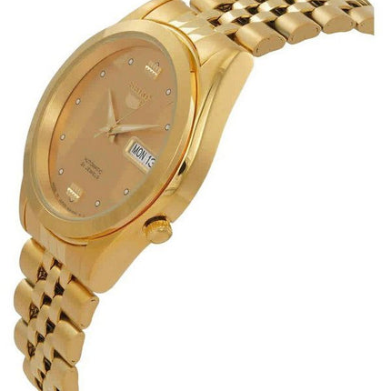 Montre Seiko pour homme, bracelet jubilé 5 tons dorés, cadran doré, 21 bijoux, automatique SNKC12J1
