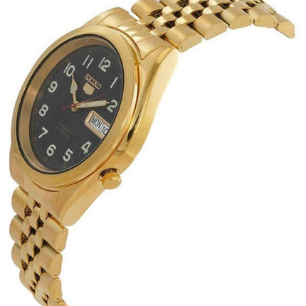 Montre Seiko pour homme, bracelet jubilé 5 tons dorés, cadran noir, 21 bijoux, automatique SNKC20J1