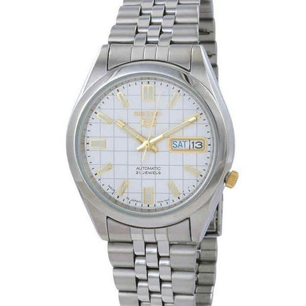 Montre Seiko 5 Jubilee avec cadran blanc et 21 bijoux automatique SNKF77J1 pour homme