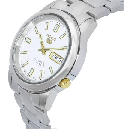 Montre Homme Seiko 5 Acier Inoxydable Cadran Blanc Automatique SNKK07 SNKK07J1 SNKK07J