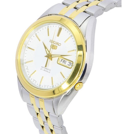 Seiko 5 Two Tone Acier Inoxydable Blanc Arabe Cadran Automatique SNKL24 SNKL24J1 SNKL24J Montre Homme