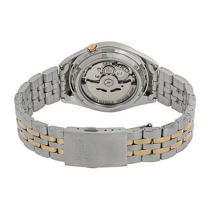 Montre Seiko 5 bicolore en acier inoxydable avec cadran blanc et 21 bijoux automatique SNKL24K1 pour homme