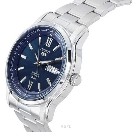 Montre analogique Seiko 5 en acier inoxydable avec cadran bleu automatique SNKP17K1 pour homme