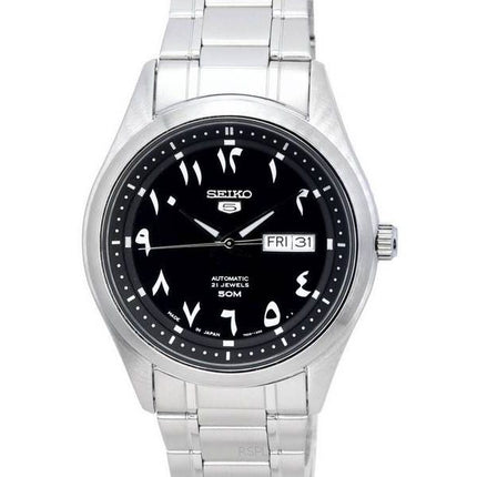 Montre homme Seiko 5 SNKP21 SNKP21J1 SNKP21J reconditionnée, en acier inoxydable, cadran noir à chiffres arabes, automatique