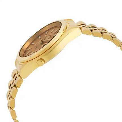 Montre Seiko pour homme en acier inoxydable 5 tons dorés, cadran doré, 21 bijoux, automatique SNXC34J5