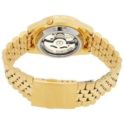 Montre Seiko pour homme en acier inoxydable 5 tons dorés, cadran doré, 21 bijoux, automatique SNXC34J5