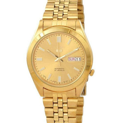 Montre Seiko pour homme, bracelet jubilé 5 tons dorés, cadran doré, 21 bijoux, automatique SNXC38J5