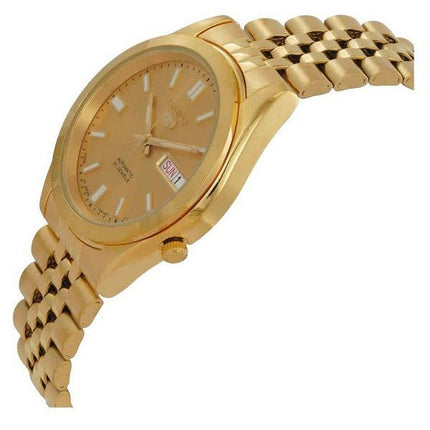 Montre Seiko pour homme, bracelet jubilé 5 tons dorés, cadran doré, 21 bijoux, automatique SNXC38J5