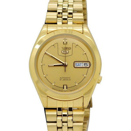 Montre Seiko pour homme, bracelet jubilé 5 tons dorés, cadran doré, 21 bijoux, automatique SNXC50J5