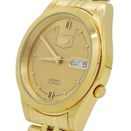 Montre Seiko pour homme, bracelet jubilé 5 tons dorés, cadran doré, 21 bijoux, automatique SNXC50J5
