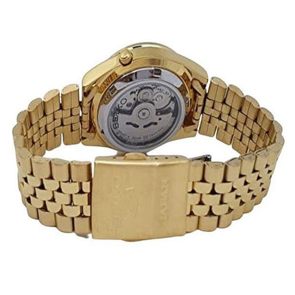 Montre Seiko pour homme, bracelet jubilé 5 tons dorés, cadran doré, 21 bijoux, automatique SNXC50J5