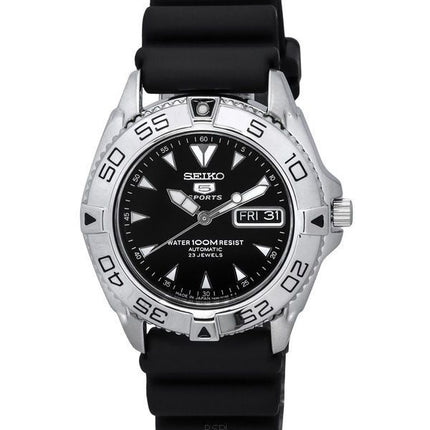 Montre Homme Seiko 5 Sports Bracelet Caoutchouc Cadran Noir Automatique SNZB33J2 100M