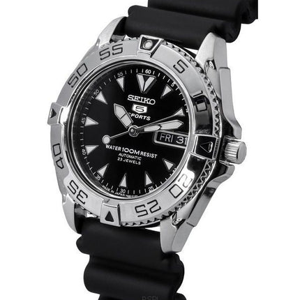 Montre Homme Seiko 5 Sports Bracelet Caoutchouc Cadran Noir Automatique SNZB33J2 100M