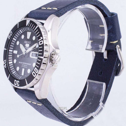 Montre homme Seiko 5 Sports SNZF17K1-var-LS15 automatique reconditionnée avec bracelet en cuir bleu foncé