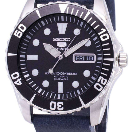 Montre homme Seiko 5 Sports SNZF17K1-var-LS15 automatique reconditionnée avec bracelet en cuir bleu foncé