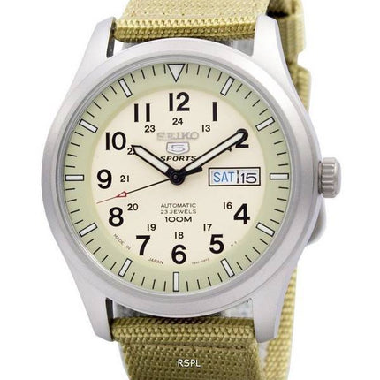 Montre homme Seiko 5 Military Automatic Sport reconditionnée, fabriquée au Japon, références SNZG07, SNZG07J1 et SNZG07J.